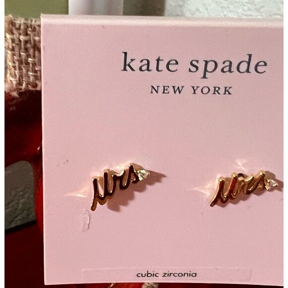 kate spade Jewelry - NWT Kate Spade Gold 'Mrs' Post Earrings #TSER